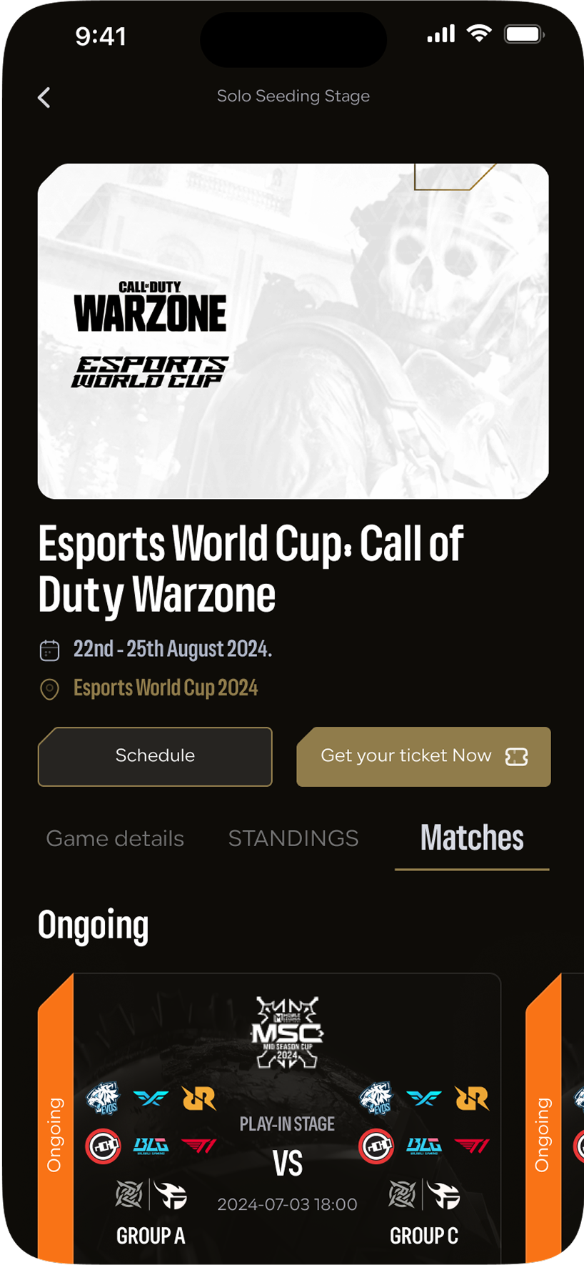 The ewc app screen 2